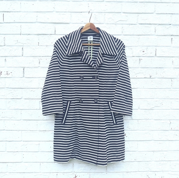 Cabi Maritime Trench Coat Jacket Stripe - Picture 2 of 6